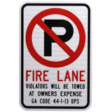 No Parking Fire Lane GA Code - Signs Everywhere USA